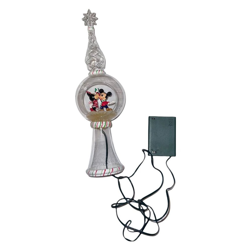 Rare Walt Disney Store Mickey Minnie 11" Lighted Clear Glass Tree Topper HTF - Picture 5 of 11